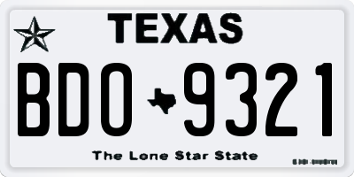 TX license plate BDO9321