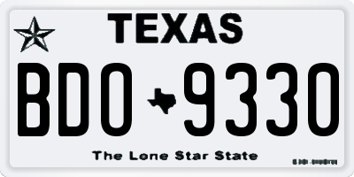 TX license plate BDO9330
