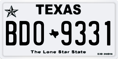 TX license plate BDO9331
