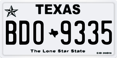 TX license plate BDO9335