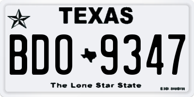 TX license plate BDO9347