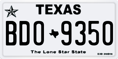 TX license plate BDO9350