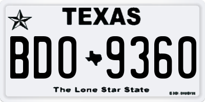 TX license plate BDO9360