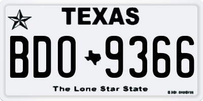 TX license plate BDO9366