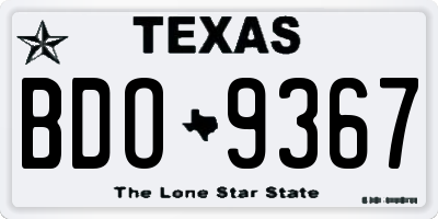 TX license plate BDO9367