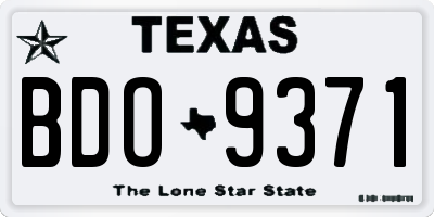 TX license plate BDO9371