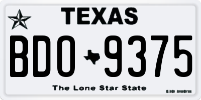 TX license plate BDO9375