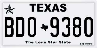 TX license plate BDO9380