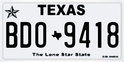 TX license plate BDO9418