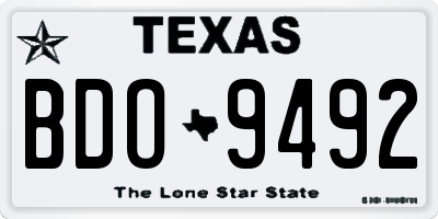 TX license plate BDO9492