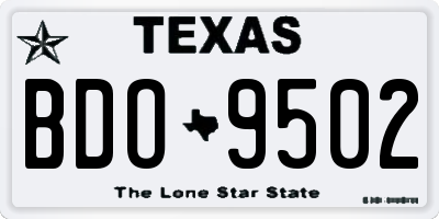 TX license plate BDO9502