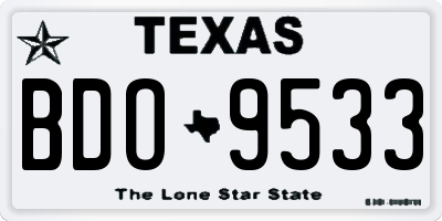 TX license plate BDO9533
