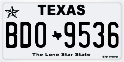 TX license plate BDO9536