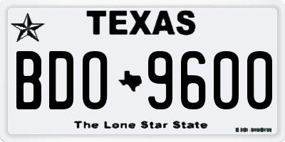 TX license plate BDO9600