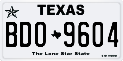 TX license plate BDO9604
