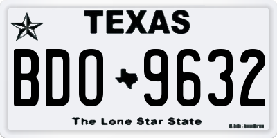 TX license plate BDO9632
