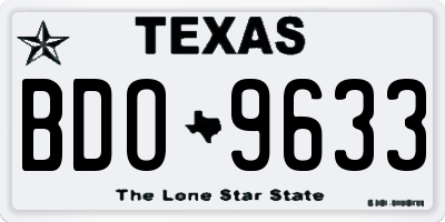 TX license plate BDO9633