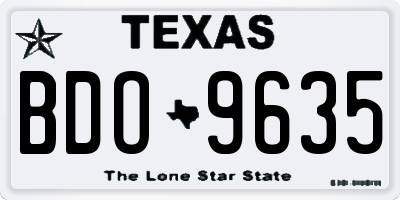 TX license plate BDO9635