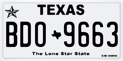 TX license plate BDO9663