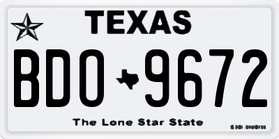 TX license plate BDO9672