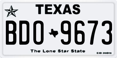 TX license plate BDO9673