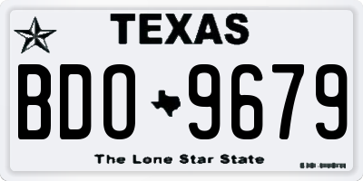 TX license plate BDO9679