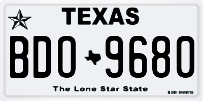 TX license plate BDO9680