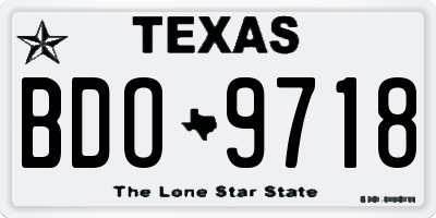 TX license plate BDO9718