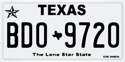 TX license plate BDO9720