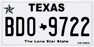 TX license plate BDO9722