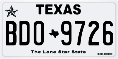 TX license plate BDO9726