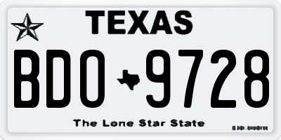 TX license plate BDO9728