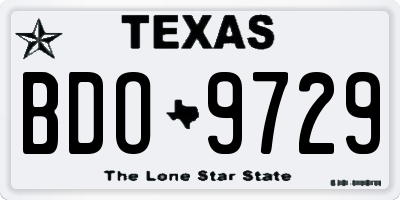 TX license plate BDO9729