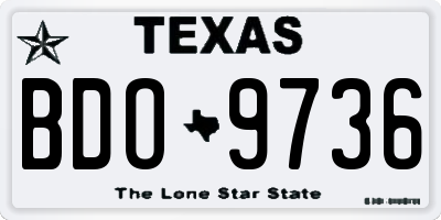 TX license plate BDO9736