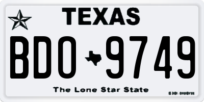 TX license plate BDO9749