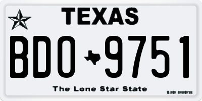 TX license plate BDO9751