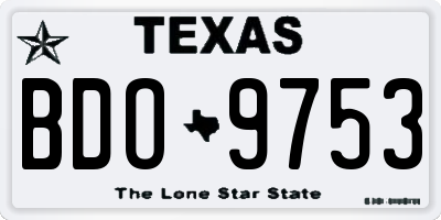 TX license plate BDO9753