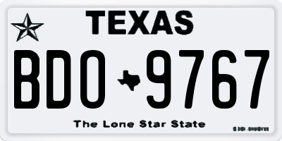 TX license plate BDO9767