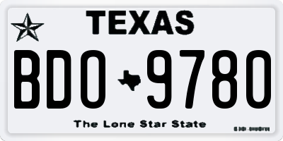 TX license plate BDO9780