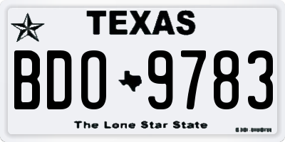 TX license plate BDO9783
