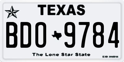 TX license plate BDO9784