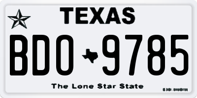 TX license plate BDO9785