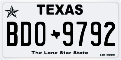 TX license plate BDO9792