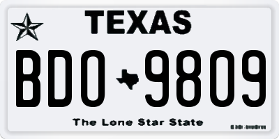 TX license plate BDO9809
