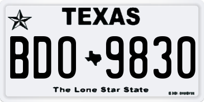 TX license plate BDO9830
