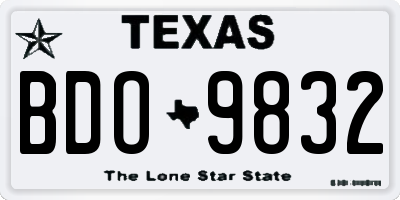 TX license plate BDO9832