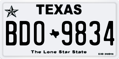 TX license plate BDO9834