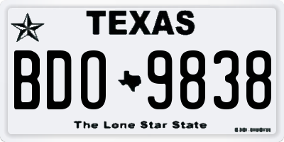 TX license plate BDO9838