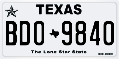 TX license plate BDO9840