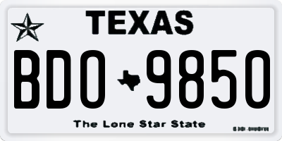 TX license plate BDO9850